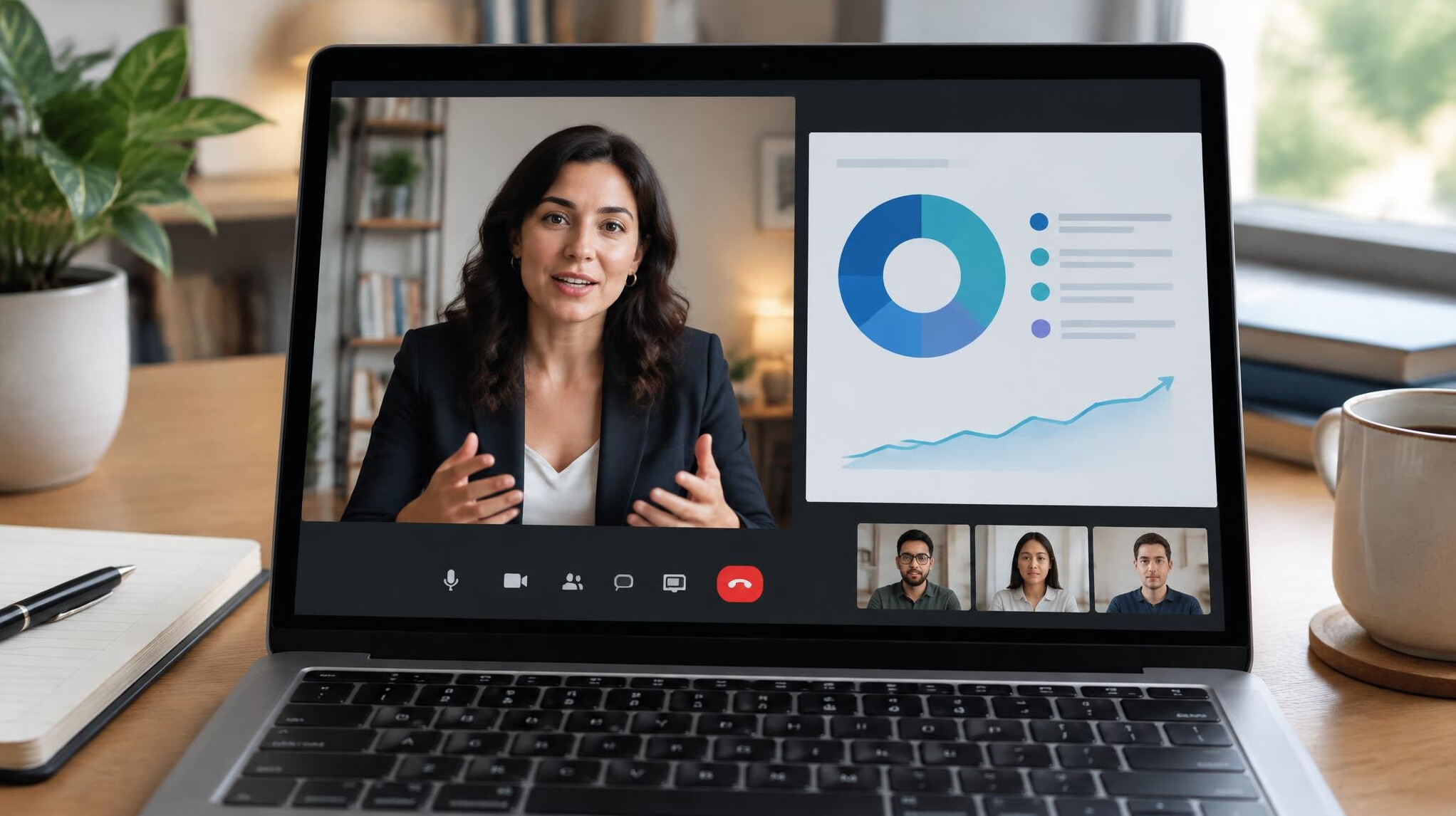 Laptop screen showing an online lecture video call interface